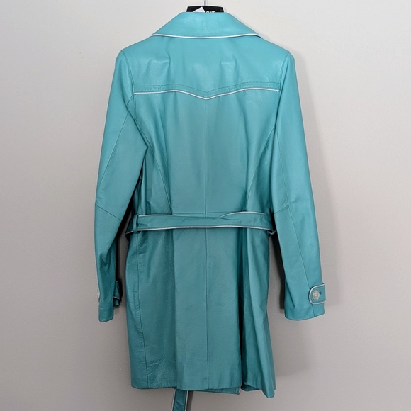 Turquoise Leather Coat - Picture 3 of 3